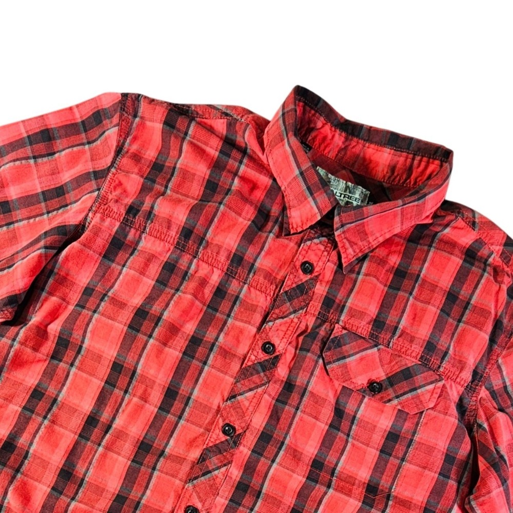 Realtree Men's XL Shirt‎ Red Black Plaid Short Sleeve Button Up Hunting Outdoor
